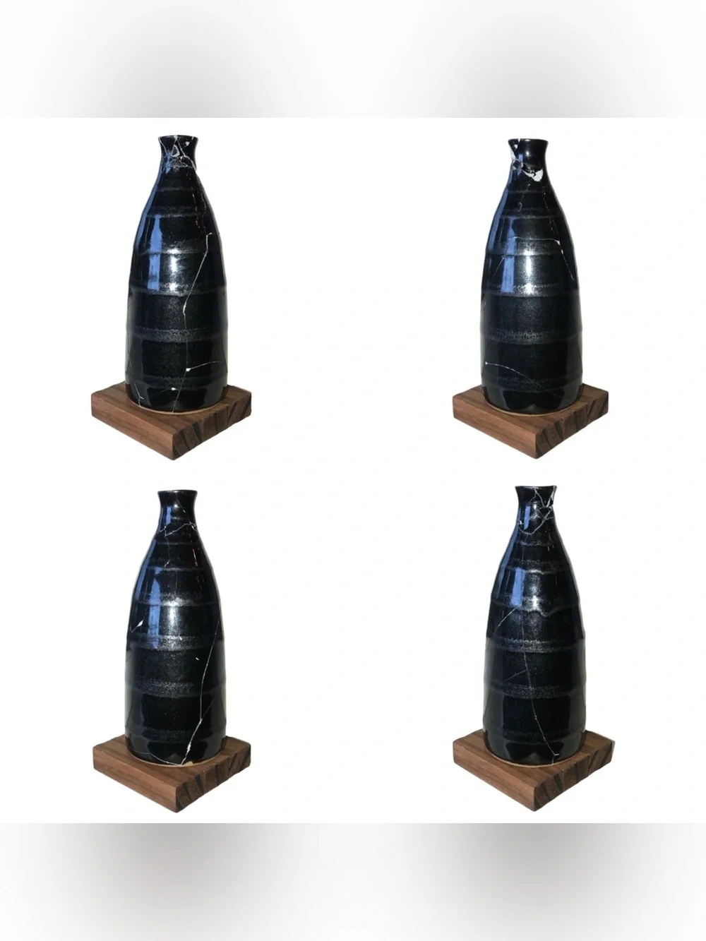Kintsugi Vase Striped Black Pottery Gold Crack Art Growth Anniversary Gift